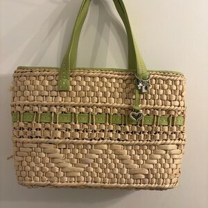 Brighton Tan and Green Woven Tote
